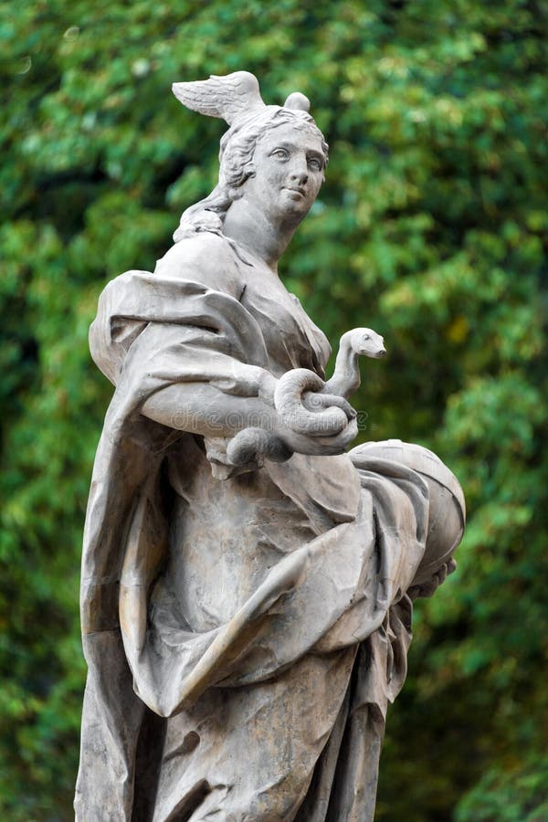 Sandstone Statues in the Saxon Garden, Warsaw, Poland. Made before 1745 ...