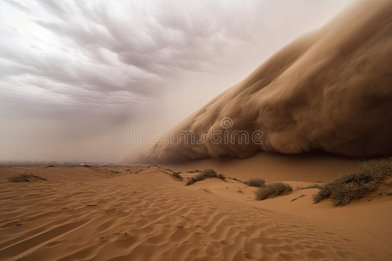 Sandstorm Rolls Across Desert Landscape Engulfing Everything In Its sandstorm-rolls-across-desert-landscape-engulfing-everything-in-its