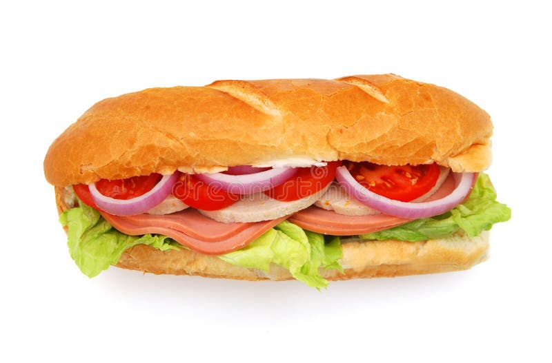 Sanduíche comprido com fiambre imagens de stock royalty free