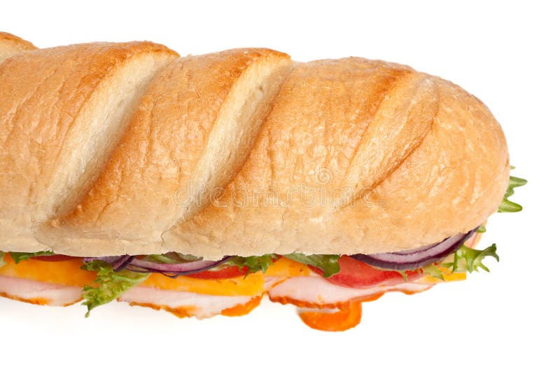Sanduíche comprido em baguete fotografia de stock royalty free