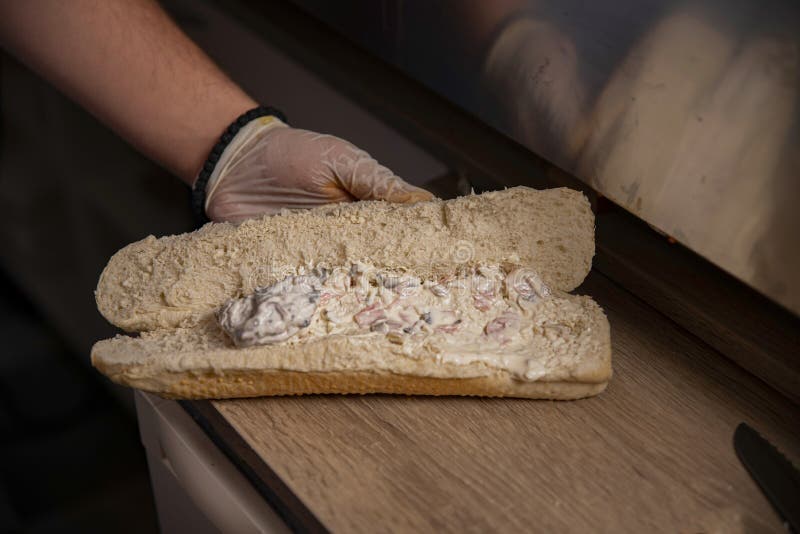 Sandvich with meat stock photo. Image of customer, junk - 193747964