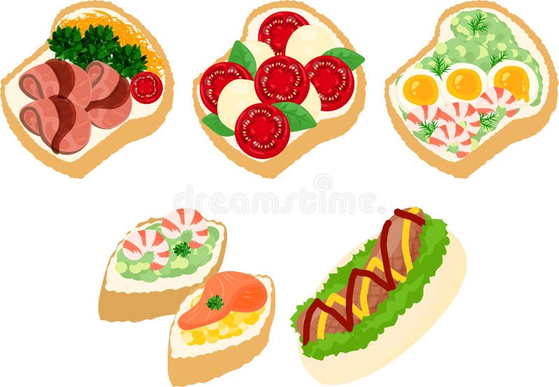 The Various Icons of Side Dish Bread Stock Vector Illustration of