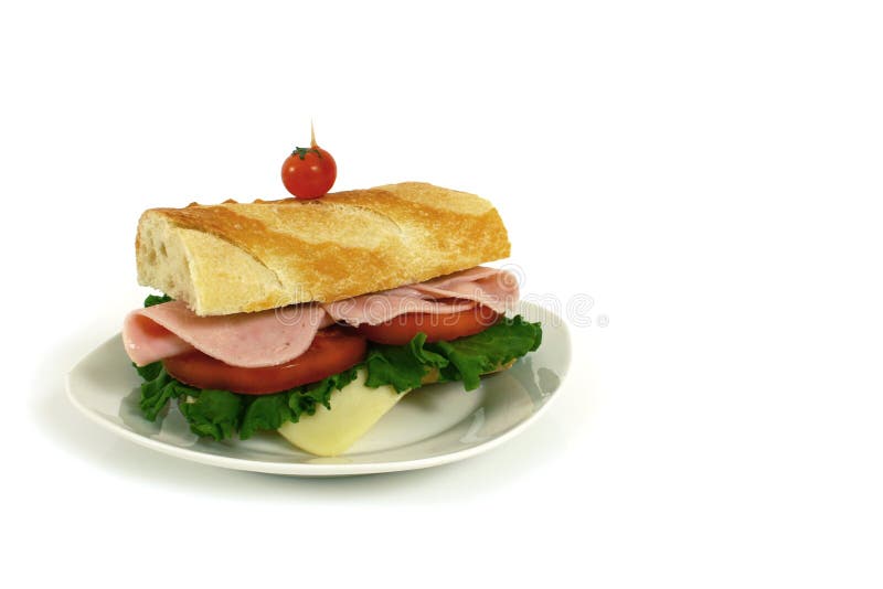 Sandwich au jambon photo stock. Image du vert, baguette 8109686