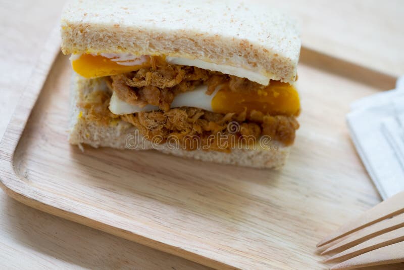 Sandwich with boiled egg stock photo. Image of wooden - 153657658