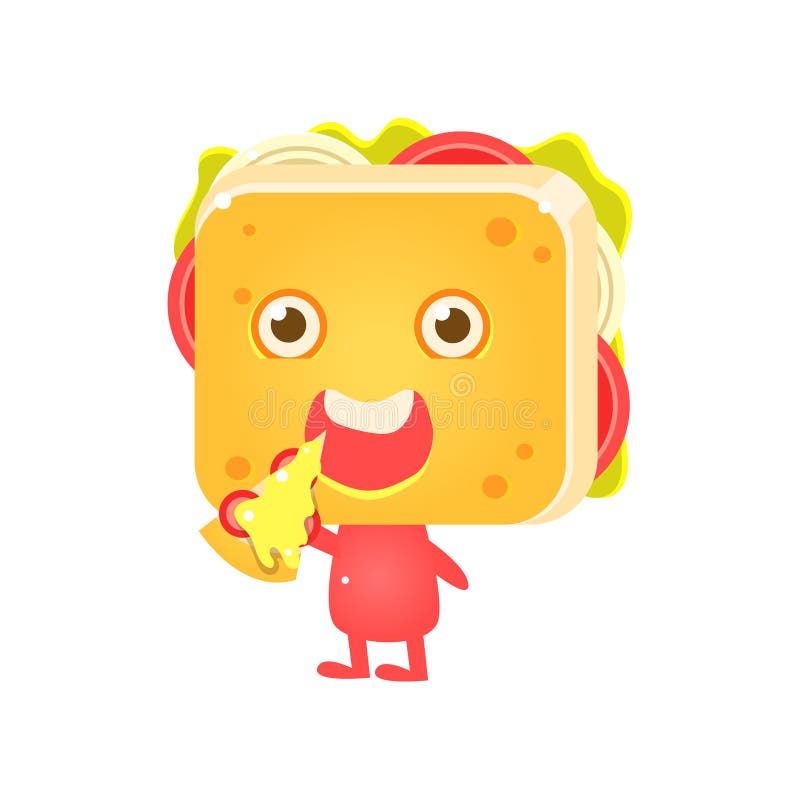 Sandwich Character Eating Pizza royalty free illustration Sandwich Character Eating Pizza royalty free illustration