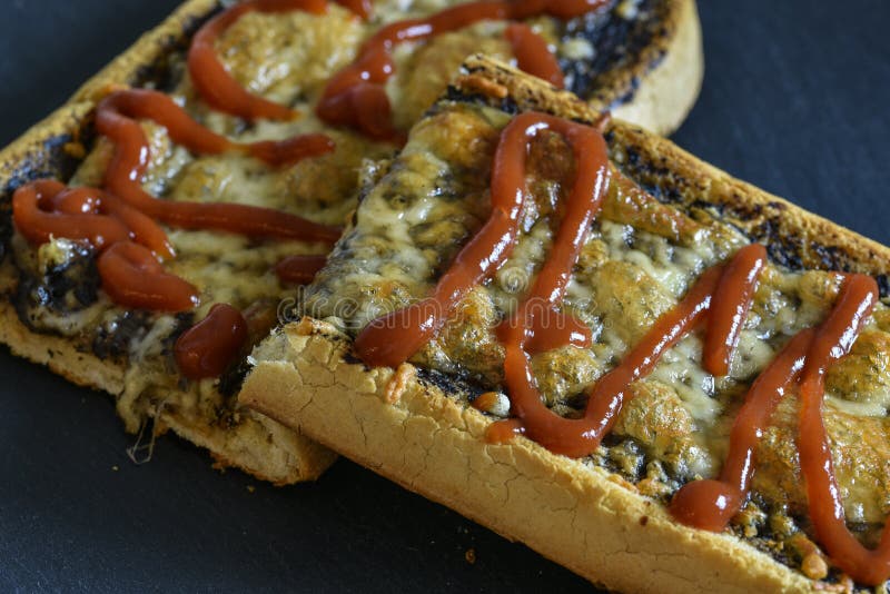 Sandwich with Cheese and Ketchup Stock Photo Image of meat, dinner