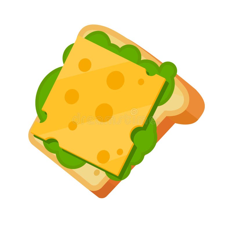 Sandwich with Cheese and Lettuce for Food Illustration Stock Vector -  Illustration of meal, bread: 91844845