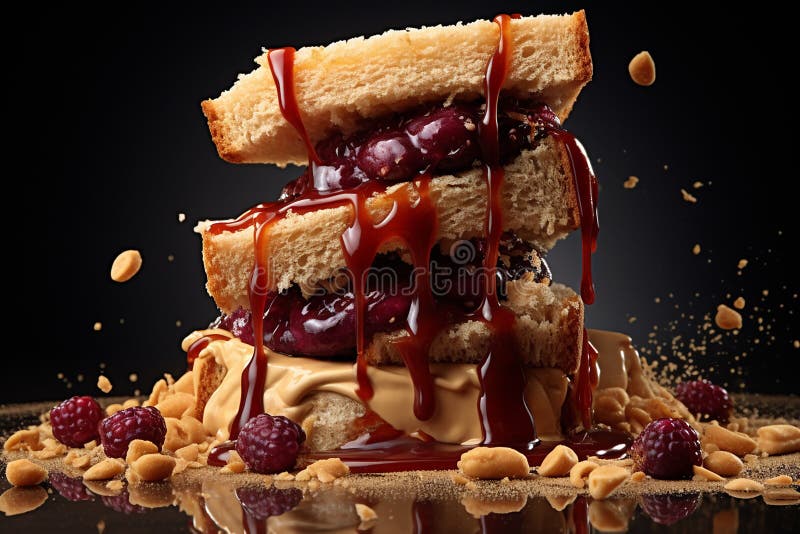 Sandwich con burro di arachidi decostruito royalty illustrazione gratis