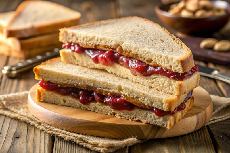 Sandwich con burro di arachidi e gelatina illustrazione vettoriale