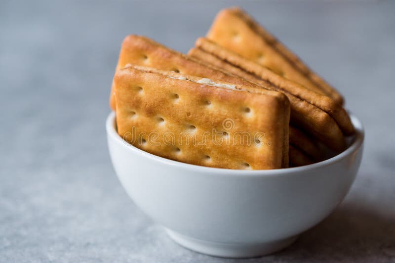 Sandwich Crackers with Cheese Cream Stock Photo Image of wood, cookie