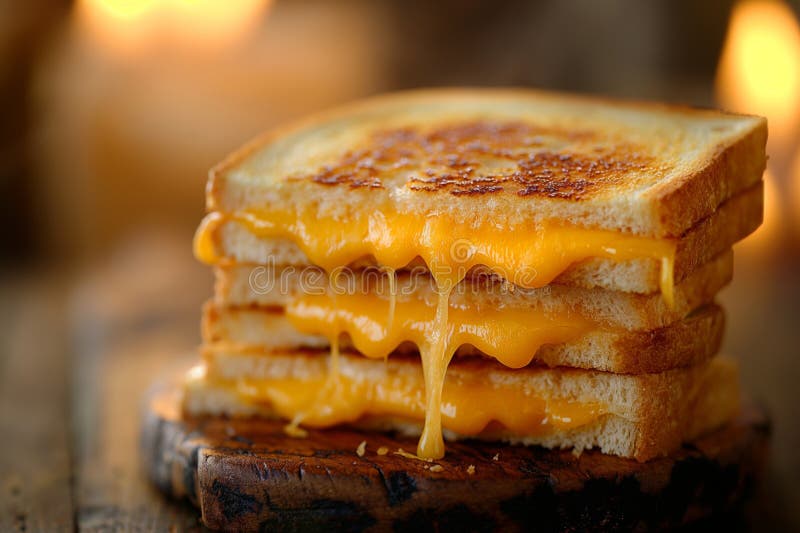 Sandwich cu brânză la grătar cu cheddar topit pe o placă de tăiere rustică din lemn perfect prăjită vector illustration