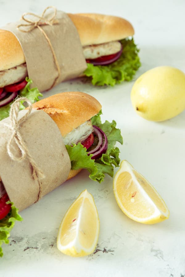 Sandwich with Fried Fish and Vegetables. Balik Ekmek - Turkish F Stock ...