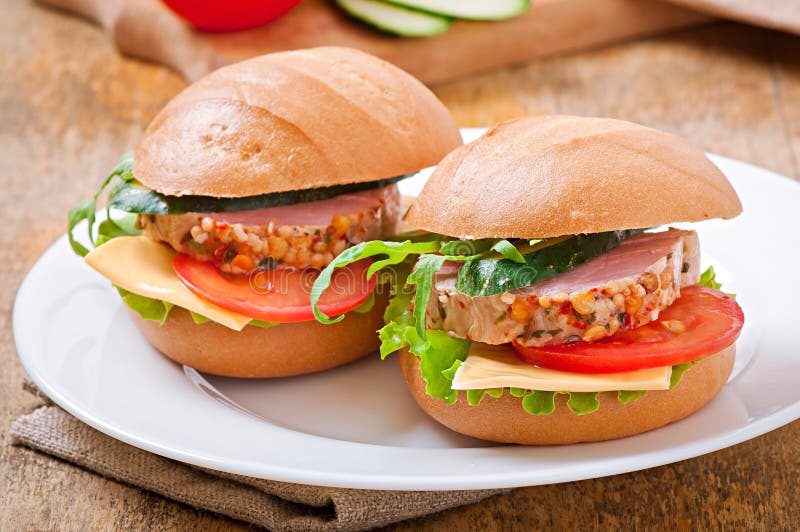 Sandwich with ham royalty free stock photo