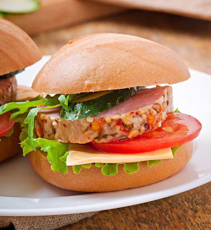 Sandwich with ham stock photos