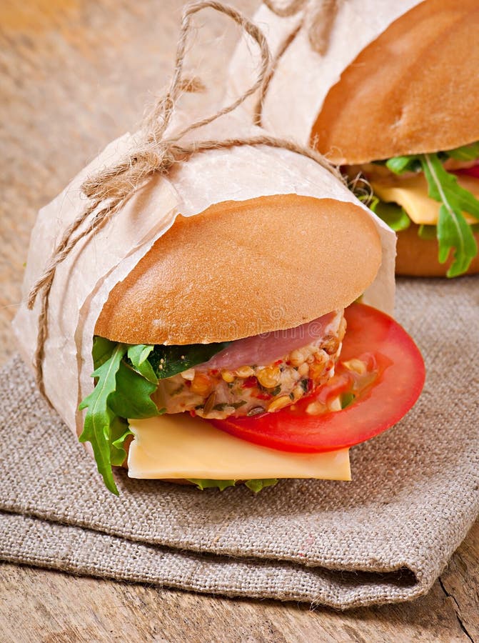 Sandwich with ham stock photos