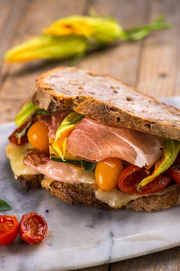 Sandwich with Italian Ham Called Parma Inside Stock Photo Image of