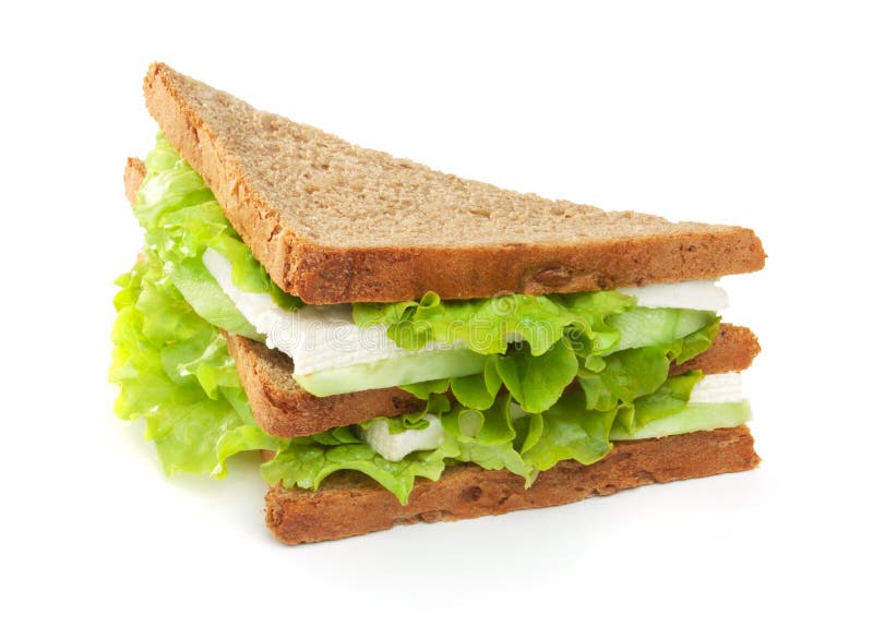 Sandwich With Lettuce, Cucumbers And Cheese Stock Photo Image of