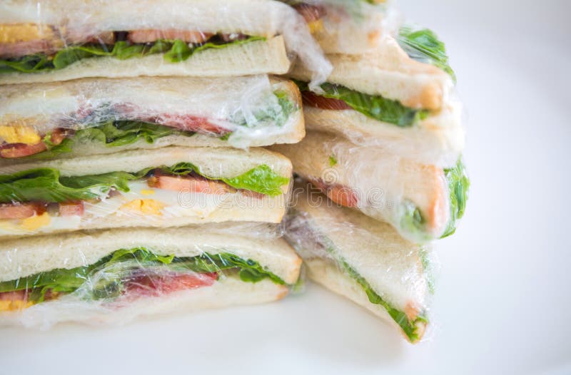 Sandwich in plastic wrap stock photo. Image of plastic 51380104