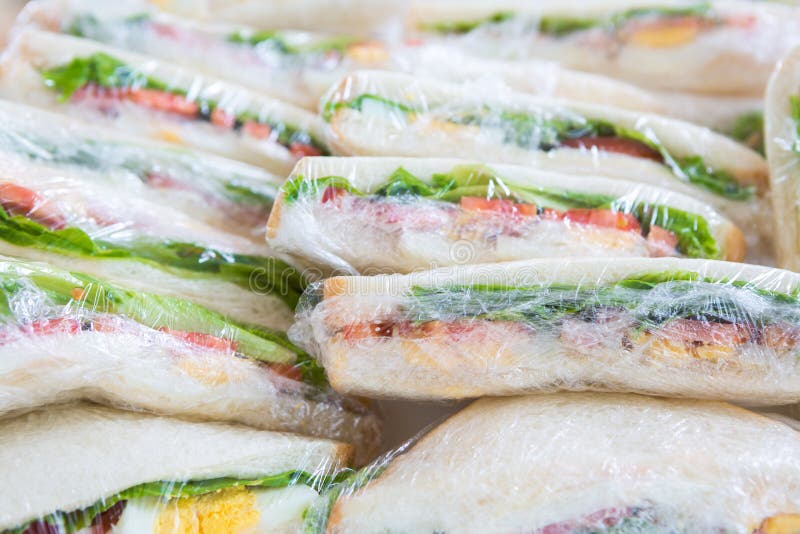 Sandwich in Plastic Wrap for Picnic Stock Photo Image of fresh, bread 44952824