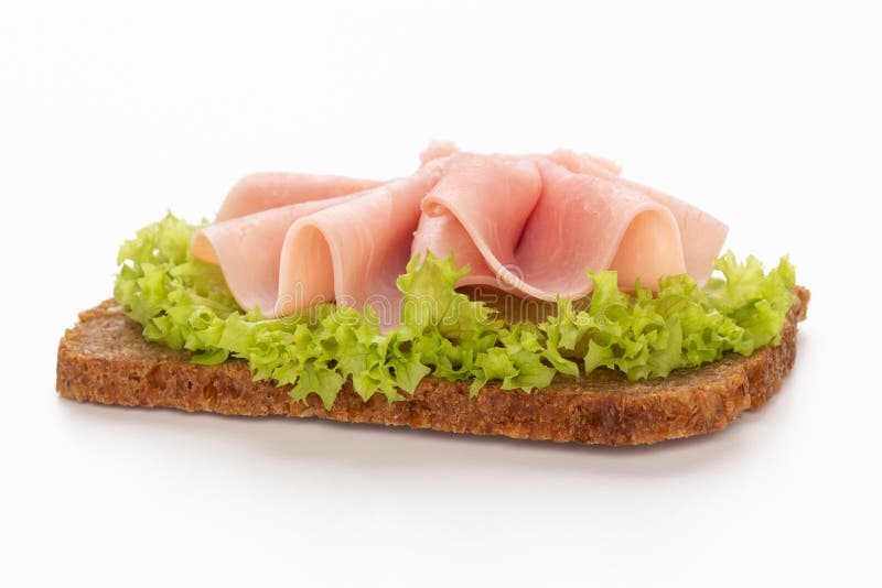 Sandwich with Pork Ham on White Background Stock Image Image of
