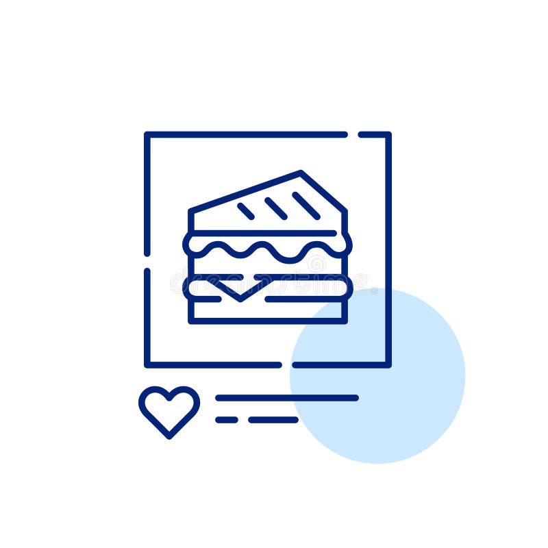 Sandwich posted on social media. Food blog or lunch delivery. Pixel perfect, editable stroke icon vector illustration Sandwich posted on social media. Food blog or lunch delivery. Pixel perfect, editable stroke icon vector illustration
