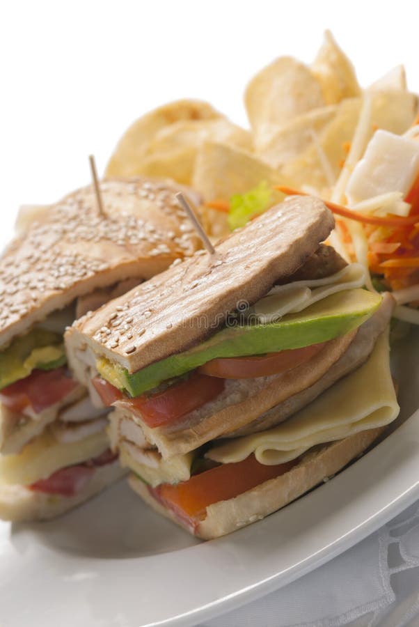 Sandwich with potato chips stock image. Image of chopped 34282391