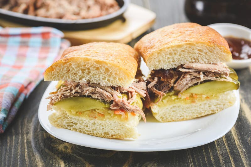Sandwich with Pulled Pork and Sauerkraut Stock Image Image of pork