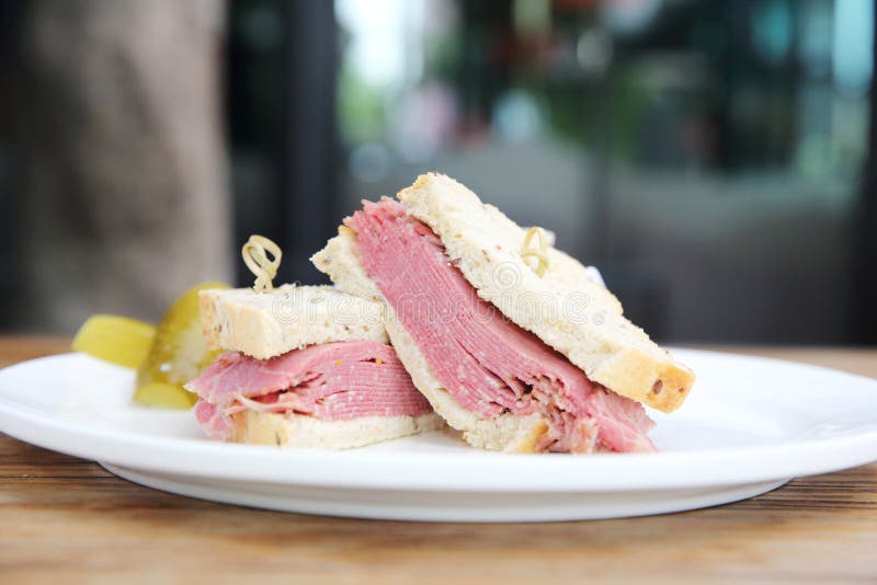 Sandwich with Roast Beef Pastrami Stock Photo Image of meal