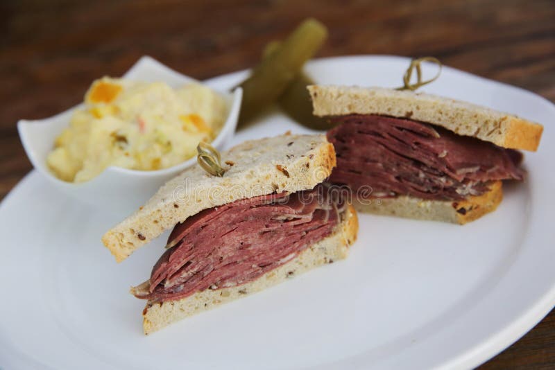 Sandwich with Roast Beef Pastrami Stock Image Image of cuisine