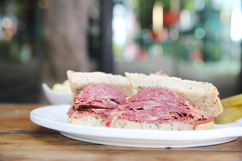 Sandwich with Roast Beef Pastrami Stock Image Image of slice, fresh