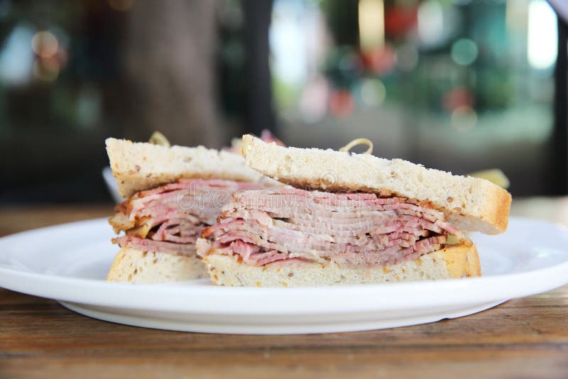 Sandwich with Roast Beef Pastrami Stock Image Image of roast, lard