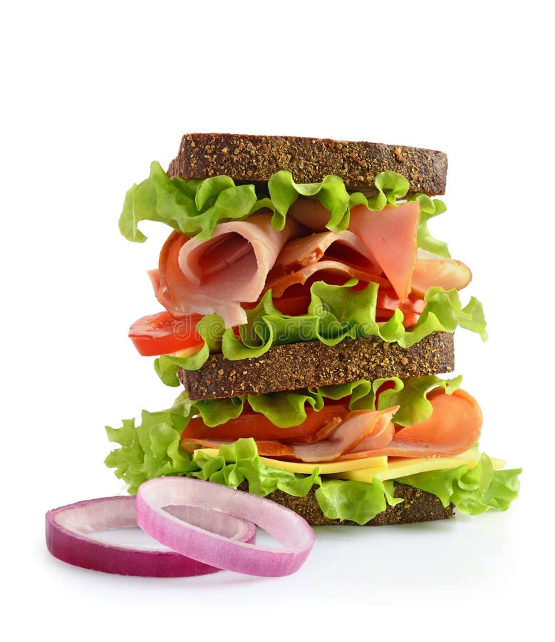 Sandwich with Rye Bread, Ham, Tomato, Cheese and Lettuce Stock Image Image of organic, paper