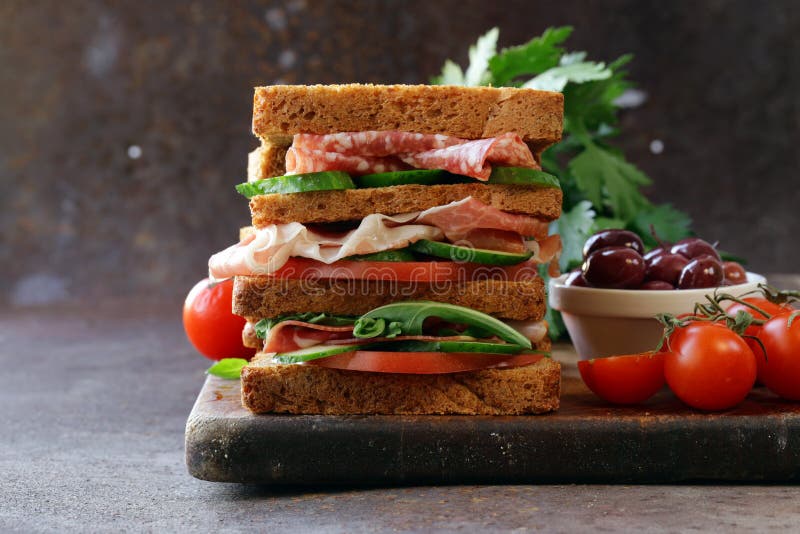 Sandwich of Rye Bread with Ham Stock Image Image of delicious