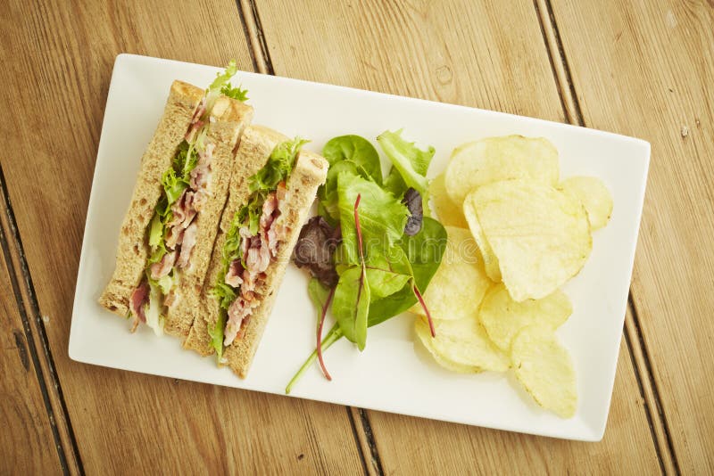 Sandwich with Salad and Potato Chips Stock Photo Image of lunch