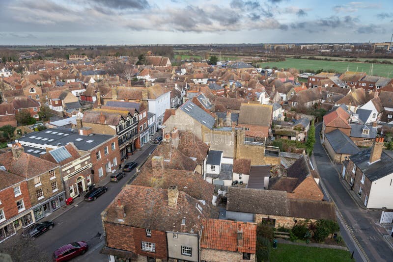 Sandwich Town Kent England aerial view home of the open golf course royal saint georges and one of the cinque ports. Sandwich Town Kent England aerial view home of the open golf course royal saint georges and one of the cinque ports