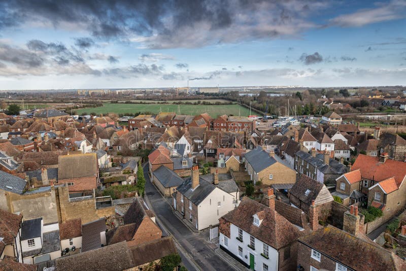 Sandwich Town Kent England aerial view home of the open golf course royal saint georges and one of the cinque ports. Sandwich Town Kent England aerial view home of the open golf course royal saint georges and one of the cinque ports