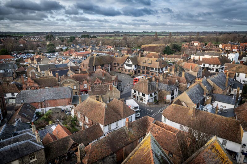 Sandwich Town Kent England aerial view home of the open golf course royal saint georges and one of the cinque ports. Sandwich Town Kent England aerial view home of the open golf course royal saint georges and one of the cinque ports