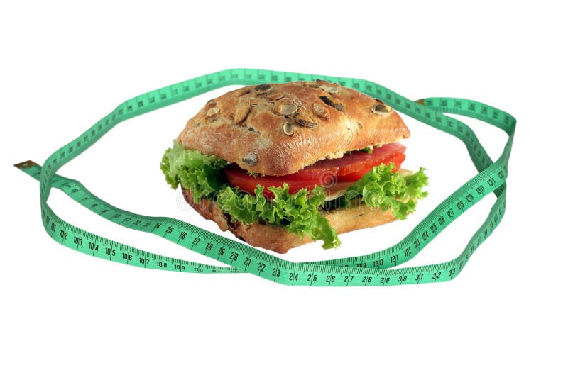 Sandwich and tape surveyor royalty free stock photo