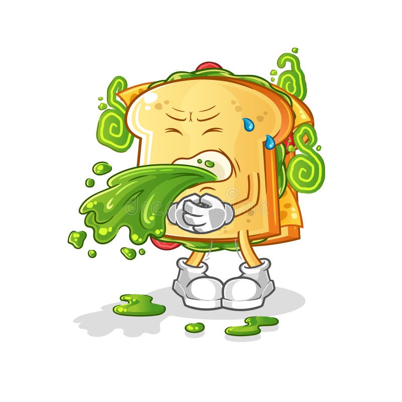 Sandwich Throw Up Cartoon. Cartoon Mascot Vector Stock Vector