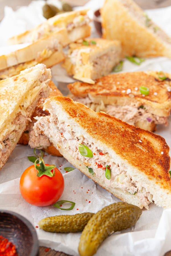 Sandwich with Tuna and Cheese Stock Photo Image of bread, food 219210930