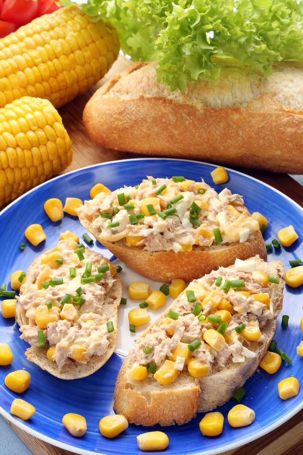 Sandwich with Tuna Paste and Sweetcorn Stock Photo Image of tuna