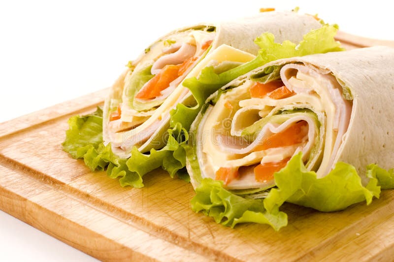 Variety of Wrap Sandwiches stock image. Image of chicken 33602229