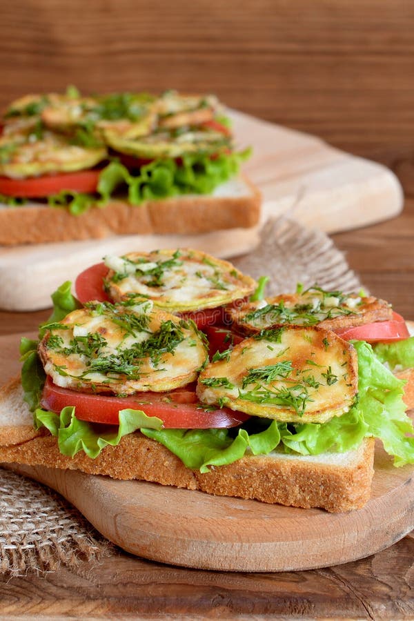 Sandwiches with Fresh Lettuce, Sliced Tomato, Grilled Zucchini Dill and ...