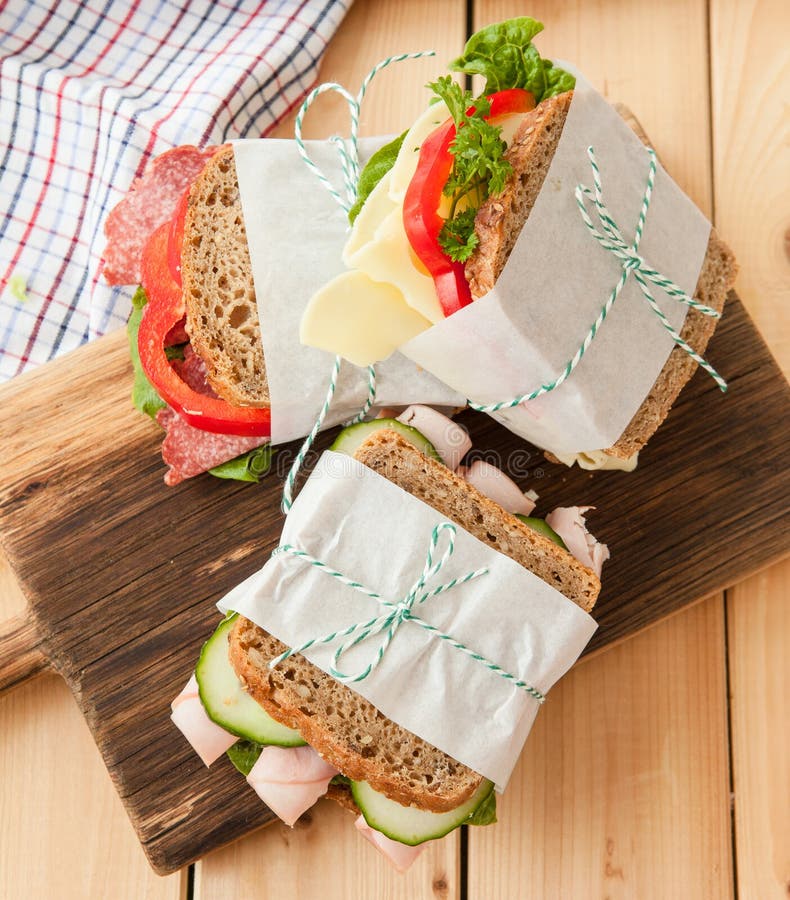 Sandwiches with Ham and Salami Stock Image Image of sandwich, square 65346071