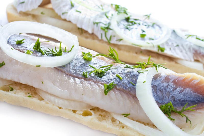 Sandwiches with herring closeup