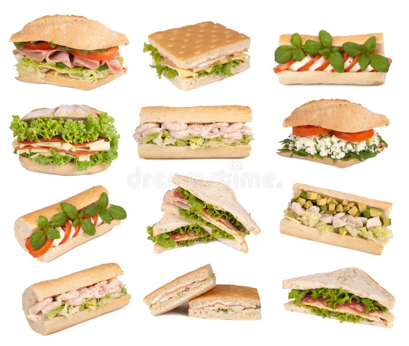 Sandwiches isolated on white stock photos Sandwiches isolated on white stock photos