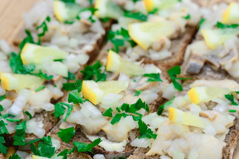 Sandwiches met haringen tartare stock afbeeldingen Sandwiches met haringen tartare stock afbeeldingen