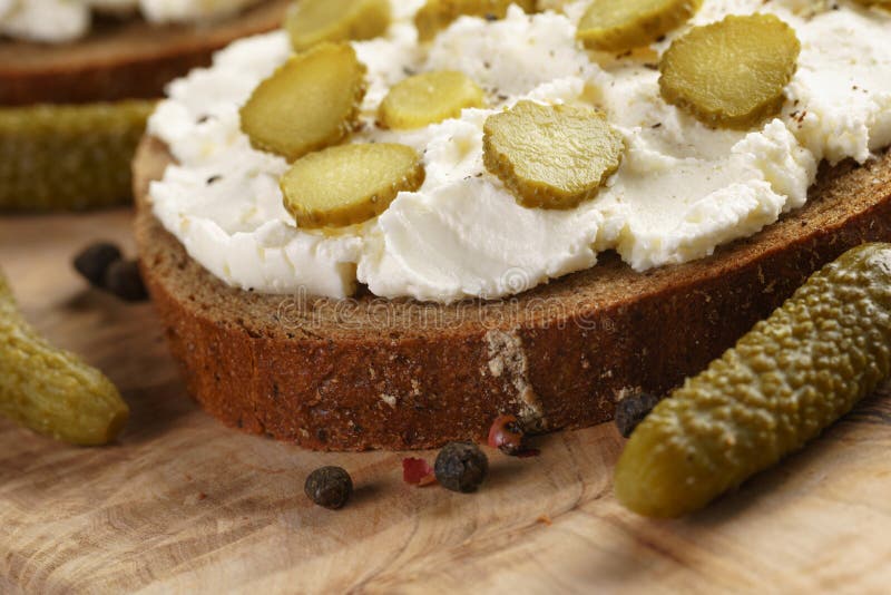 Sandwiches with Rye Bread, Cream Cheese and Stock Image Image of