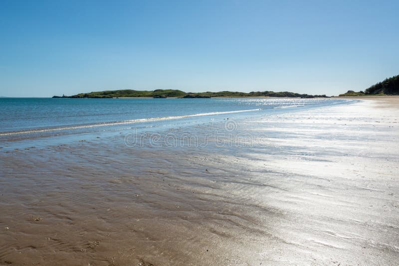 Sandy Beach of Anglesey at Low Tide in the Evening Stock Image Image