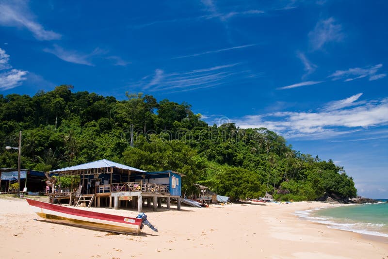 Sandy beach and blue sky